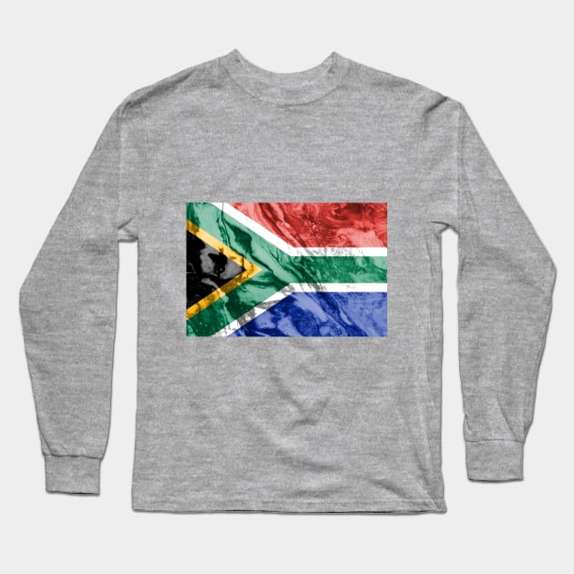 Flag of South Africa - Marble Texture Long Sleeve T-Shirt by DrPen